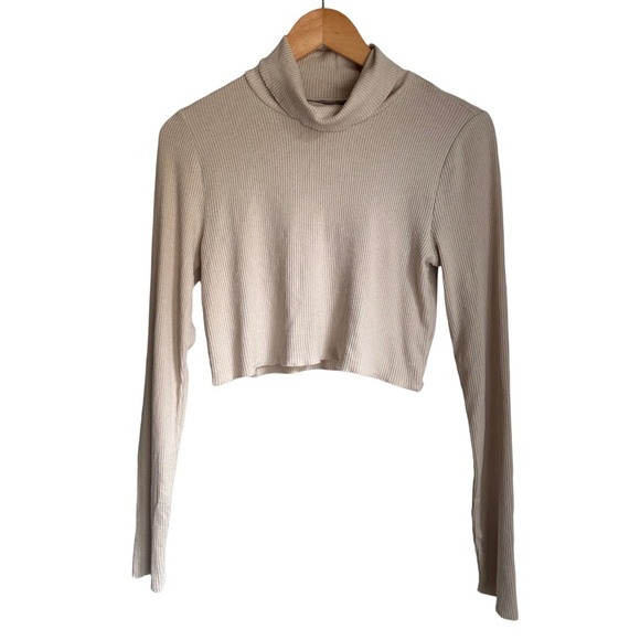 Aritzia Wilfred Free Ribbed Mock Neck Crop Top Sweater - Picture 4 of 5